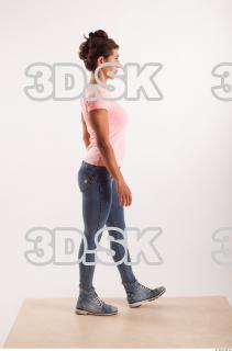 Walking pose blue jeans pink t shirt of Oxana …